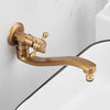 Long Spout Solid Brass Garden Faucet Antique Wall-Mount Cold Water Tap