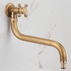 Long Spout Solid Brass Garden Faucet Antique Wall-Mount Cold Water Tap