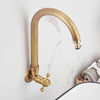 Long Spout Solid Brass Garden Faucet Antique Wall-Mount Cold Water Tap