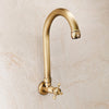 Long Spout Solid Brass Garden Faucet Antique Wall-Mount Cold Water Tap