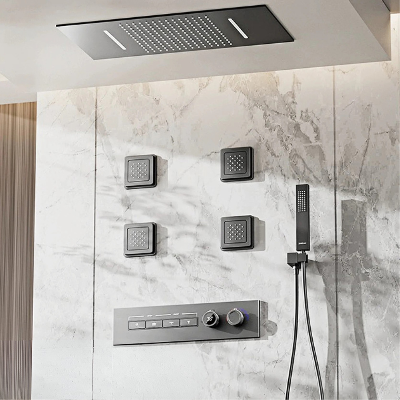 Luxury Brass Shower System Ceiling Design Hidden LED Digital Display ...