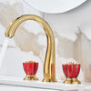 Luxury Brass Widespread Bathroom Basin Faucet with Crystal Dual Handle
