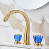 Luxury Brass Widespread Bathroom Basin Faucet with Crystal Dual Handle