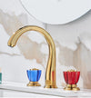 Luxury Brass Widespread Bathroom Basin Faucet with Crystal Dual Handle