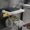 Marble Aluminum Toilet Roll Tissue Holder With Bath Mobile Phone Rack
