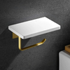 Marble Toilet Paper Holder Tissue Roll Rack with Mobile Phone Storage