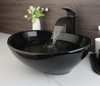 Marbled Ceramic Vessel Sink with Faucet and Drain Set Countertop Sink