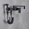 Matte Black Wall Mounted Faucet Pull Down Cold Hot Water Kitchen Taps