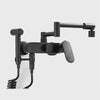 Matte Black Wall Mounted Faucet Pull Down Cold Hot Water Kitchen Taps