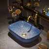 Modern Blue Ceramic Countertop Bathroom Sink Above Counter Wash Basin