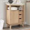 Modern Fluted Bathroom Floor Cabinet with Sliding Door Shelf Drawers