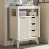 Modern Fluted Bathroom Floor Cabinet with Sliding Door Shelf Drawers