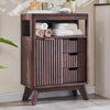 Modern Fluted Bathroom Floor Cabinet with Sliding Door Shelf Drawers