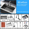 Multifunction Black Kitchen Sink Waterfall Faucet Large Wash Basin