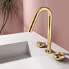 Luxury Brass Basin Faucet Widespread Bathroom Sink Water Mixer Tap