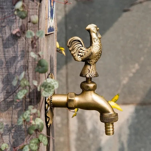 NP Vintage Brass Owl Garden Faucet Base Plate – Outdoor Water Tap Cover With Owl Figurine, 1/2 Inch Thread 3 thumbnail image