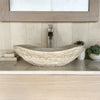 Oval Canoe Shape Hand Carved Marble Real Stone Washbasin Vessel Sink
