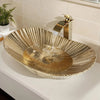 Oval Ceramic Above Counter Basin with Faucet and Drain Vessel Sink Set