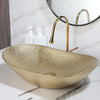 Oval Ceramic Above Counter Basin with Faucet and Drain Vessel Sink Set
