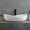 Oval Marble Stone Resin Vessel Sink Bathroom Sink with Pop-Up Drain