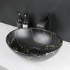 Oval Marbling Ceramic Vessel Sink Set Above Counter Basin with Faucet