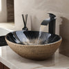 Oval Marbling Ceramic Vessel Sink Set Above Counter Basin with Faucet