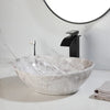Oval Marbling Ceramic Vessel Sink Set Above Counter Basin with Faucet