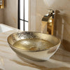 Oval Marbling Ceramic Vessel Sink Set Above Counter Basin with Faucet