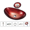 Oval Red Tempered Glass Vessel Sink Artistic Vanity Wash Basin Sink