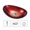 Oval Red Tempered Glass Vessel Sink Artistic Vanity Wash Basin Sink