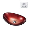 Oval Red Tempered Glass Vessel Sink Artistic Vanity Wash Basin Sink