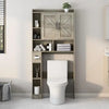 Over Toilet Bathroom Storage Cabinet with Door and Paper Holder Stand