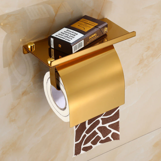 Tuqiu Toilet Paper Holder Black and Gold Tissue Paper Holder Brass Rose  Gold Paper Roll Holder