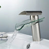 Basin Faucet Waterfall Bathroom Deck Mounted Glass Spout Faucet
