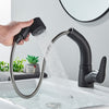 Pull Out Black Bathroom Sink Faucet Hot and Cold Water Crane Tap