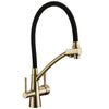 Pull-Out Brass Kitchen Faucet Double Handle Single Hole Water Mixer Tap