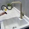 Pull-Out Brass Kitchen Faucet Rotating Spout Hot Cold Sink Mixer Tap