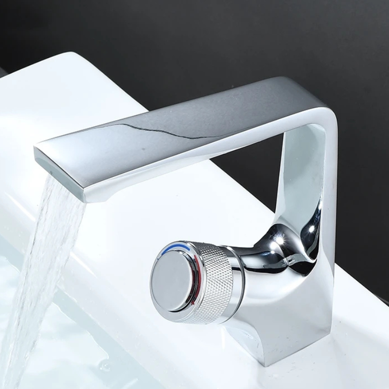Push Button Bathroom Brass Sink Faucet Water Mixer Wash Basin Faucet ...