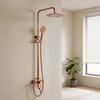 Rainfall Shower Brass Rose Gold 3-Function Bathroom Shower System