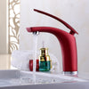 Red Bathroom Faucet Brass Basin Sink Faucet Mixer Tap Single Handle