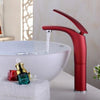 Red Bathroom Faucet Brass Basin Sink Faucet Mixer Tap Single Handle