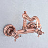 Red Copper Brass Wall Mounted Two Handles Levers Kitchen Sink Faucet