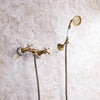 Retro Antique Brass Rain Shower Faucet Set Handheld Shower Mixer Tap
