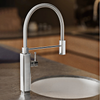 Retro Pull-Out Hot Cold Single Handle Sink Mixer Brass Kitchen Faucet