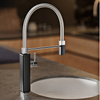 Retro Pull-Out Hot Cold Single Handle Sink Mixer Brass Kitchen Faucet