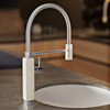 Retro Pull-Out Hot Cold Single Handle Sink Mixer Brass Kitchen Faucet