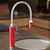 Retro Pull-Out Hot Cold Single Handle Sink Mixer Brass Kitchen Faucet