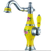 Artistic Vase Bathroom Faucet Brass Ceramic Hot Cold Basin Mixer Tap