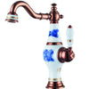 Artistic Vase Bathroom Faucet Brass Ceramic Hot Cold Basin Mixer Tap
