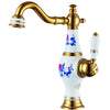 Artistic Vase Bathroom Faucet Brass Ceramic Hot Cold Basin Mixer Tap